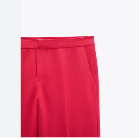 Zara Low Rise Flare Dressy Pants Trousers Pockets Fuchsia Pink Size S - Picture 4 of 15